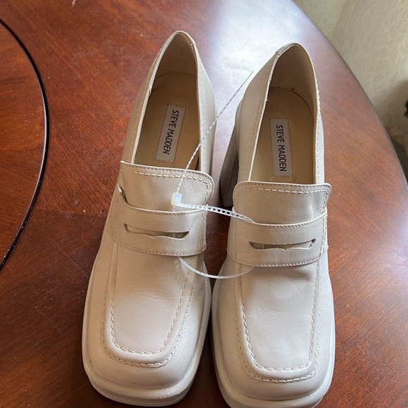 STEVE MADDEN FULFILL WOMENS LEATHER SQUARE TOE LOAFER HEELS - Picture 6 of 11